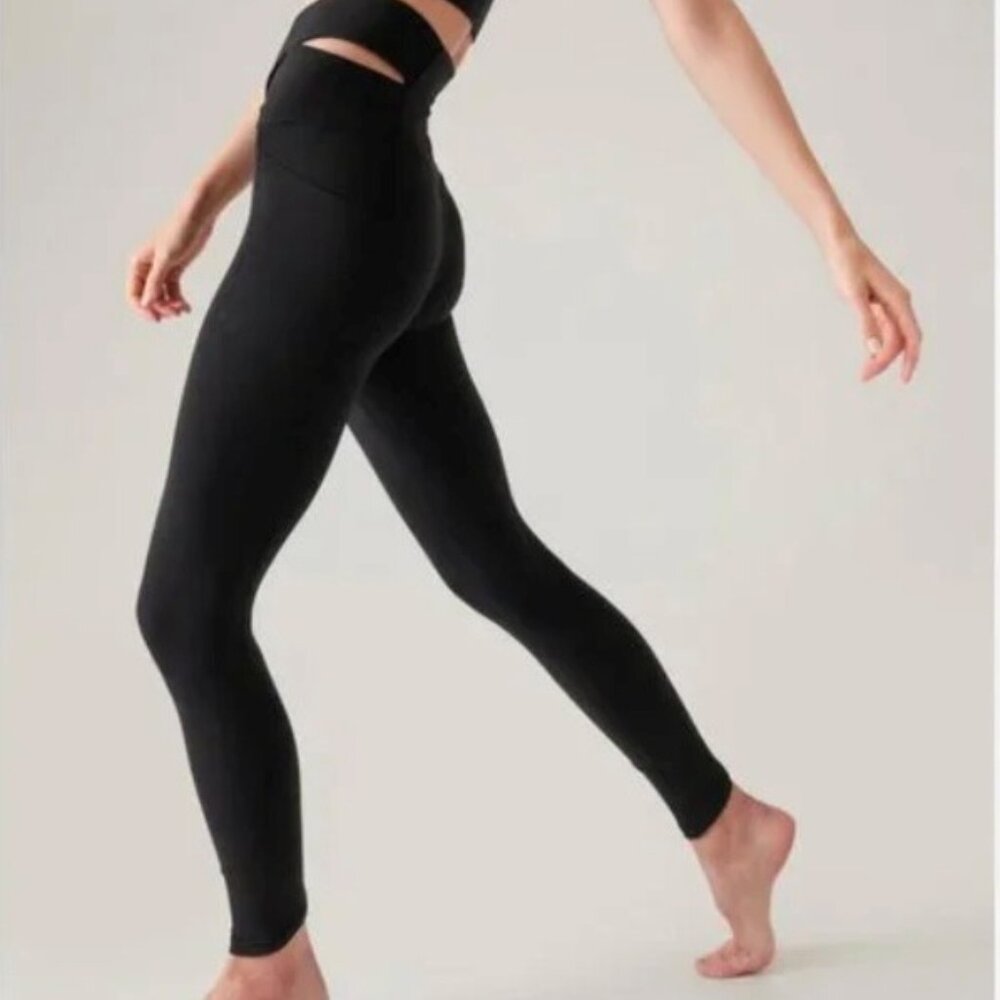 Athleta Salutation Stash Wrap Tight, Black, Medium 659447 NWT